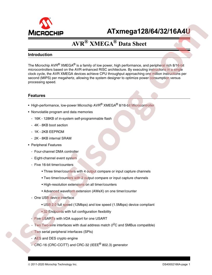 ATXMEGAxxA4U Datasheet