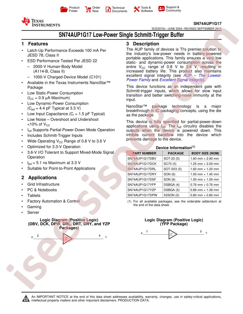 SN74AUP1G17 Datasheet