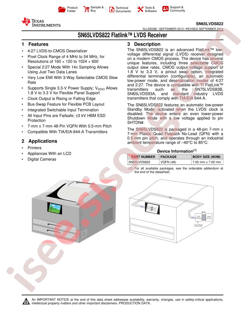 SN65LVDS822RGZR