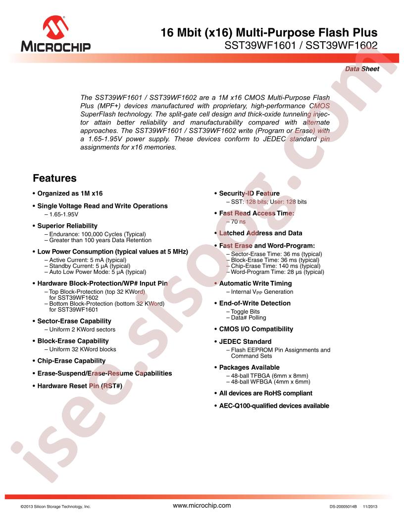 SST39WF160(1,2) Datasheet