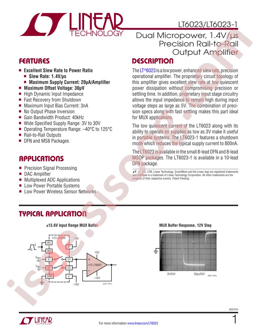 LT6023(-1) Datasheet