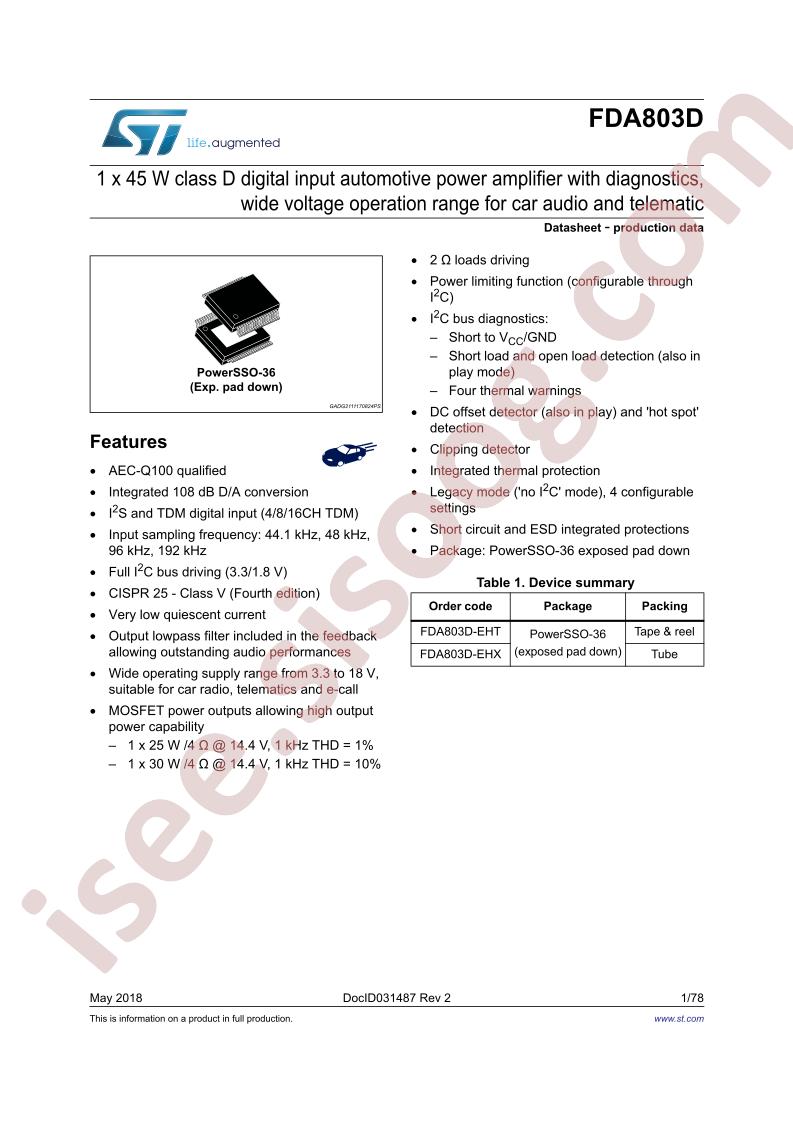 FDA803D Datasheet