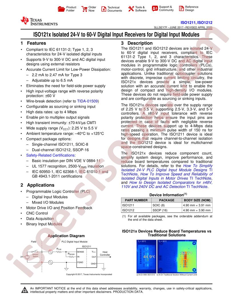 ISO1211, ISO1212 Datasheet