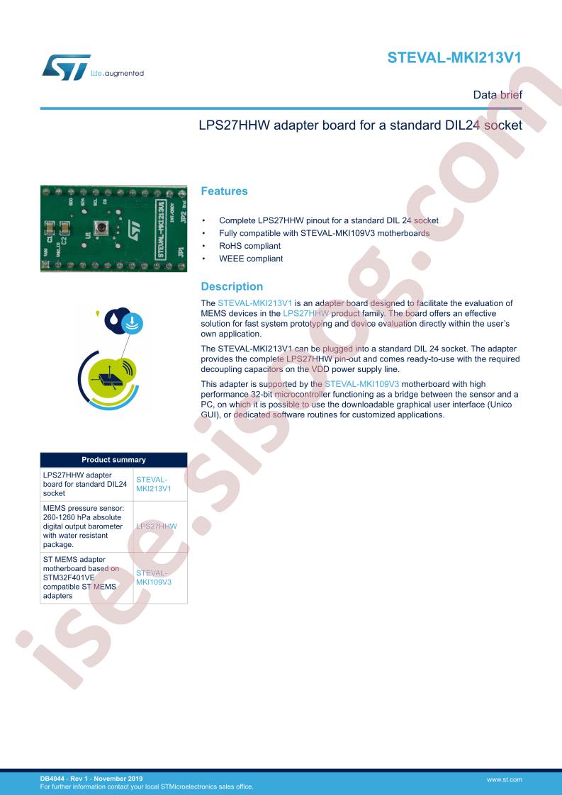 STEVAL-MKI213V1 Data Brief