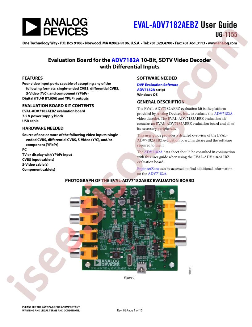 EVAL-ADV7182AEBZ Guide