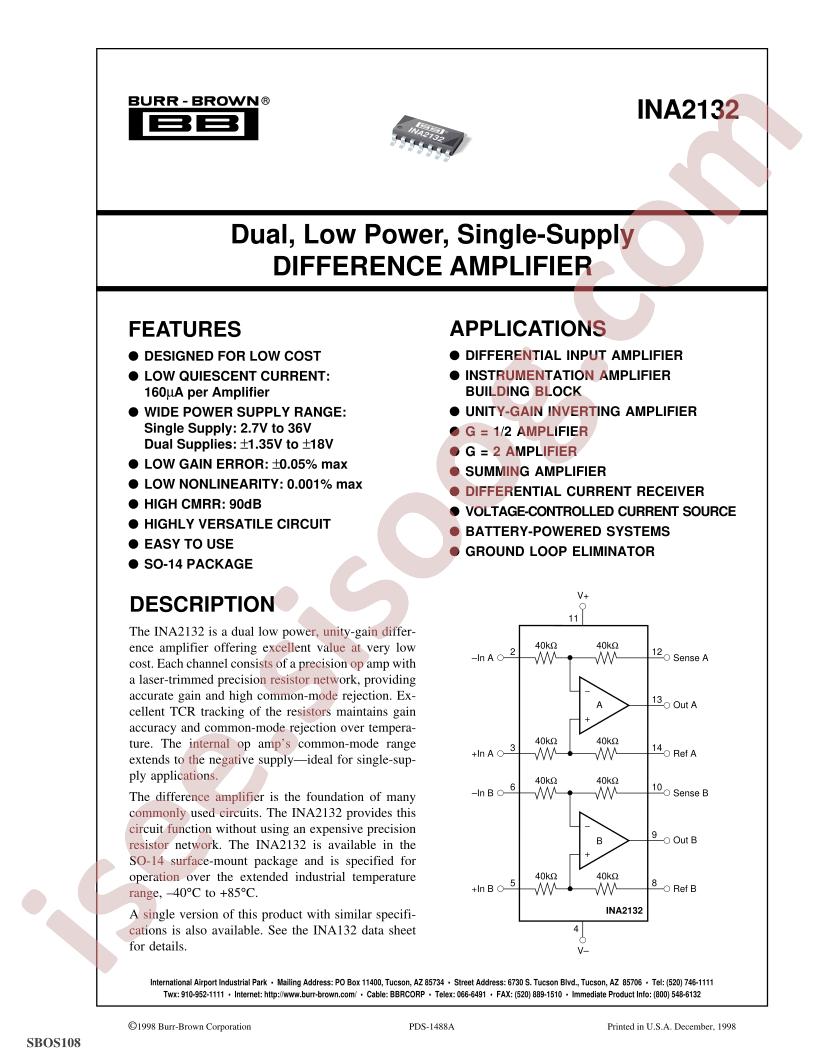 INA2132 Datasheet