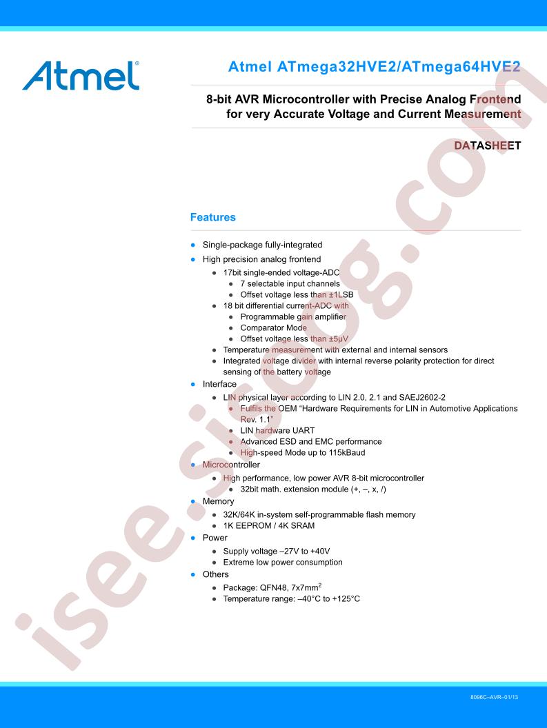 ATMEGA32,64HVE2 Datasheet