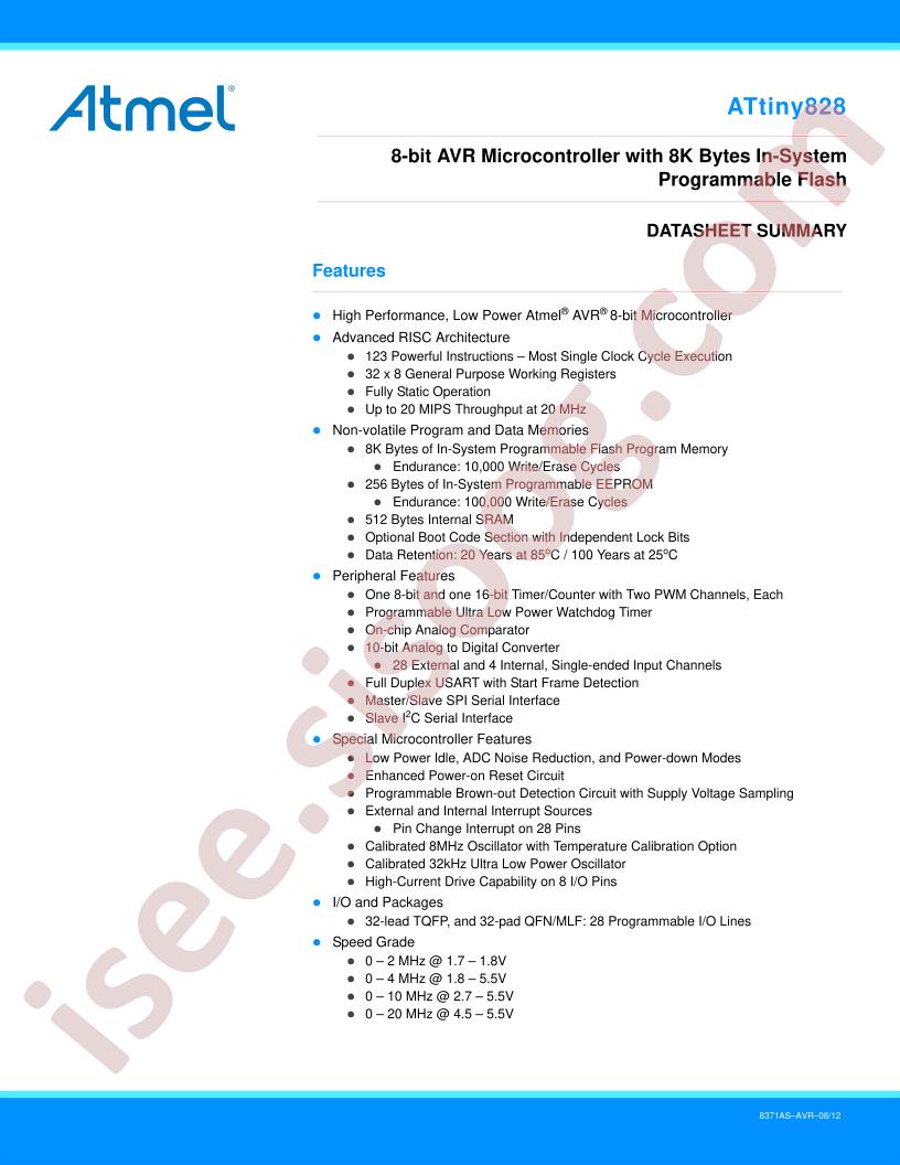 ATtiny828 Summary