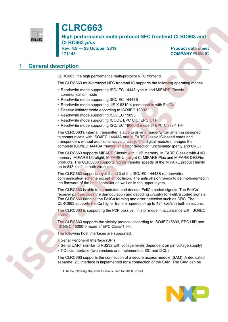 CLRC663 Datasheet