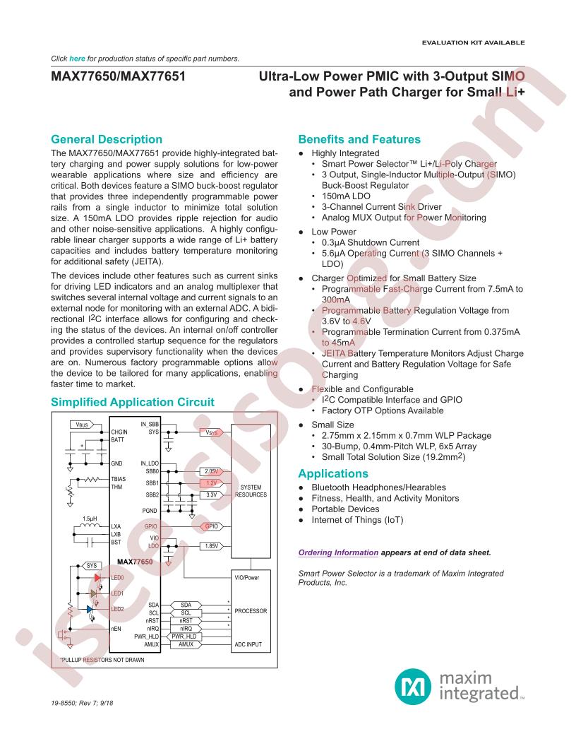 MAX77650,51 Datasheet