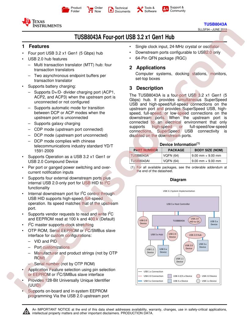 TUSB8043A Datasheet