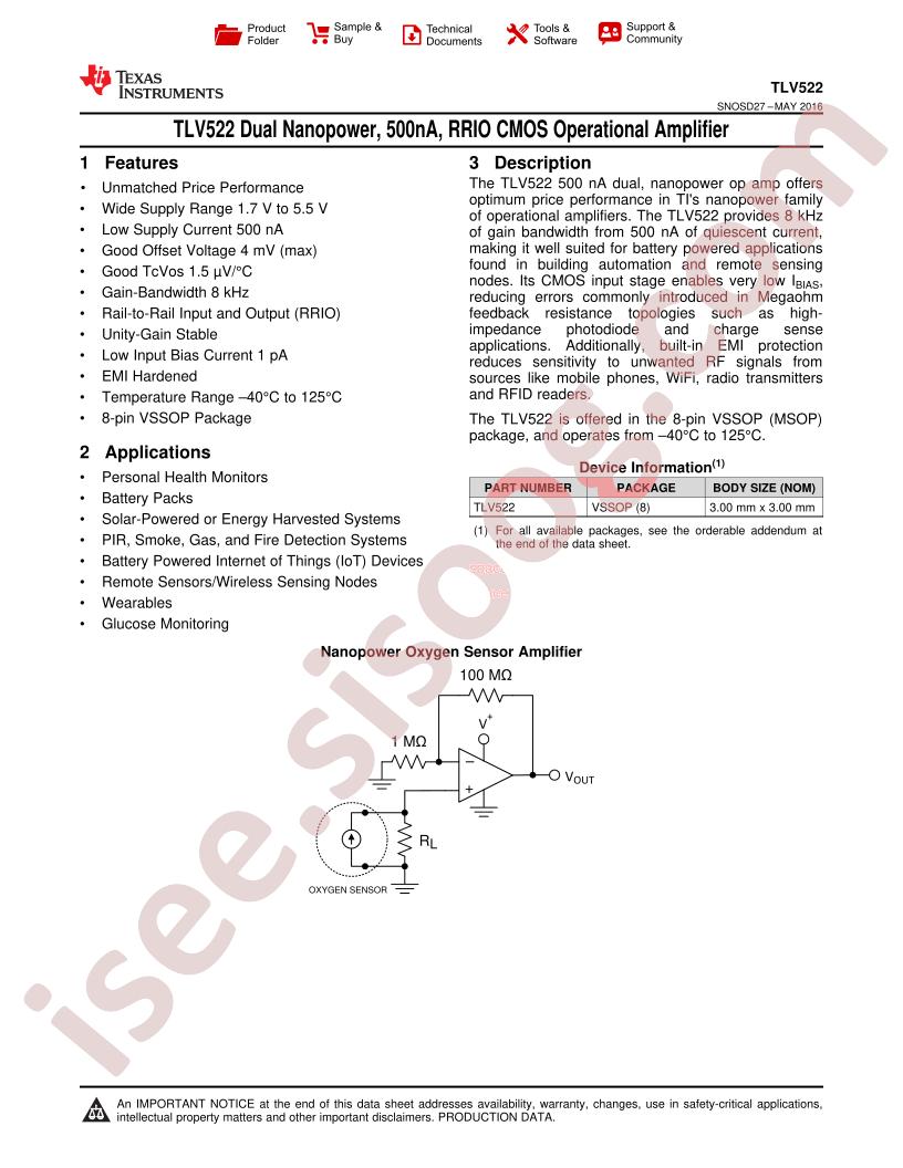 TLV522 Datasheet