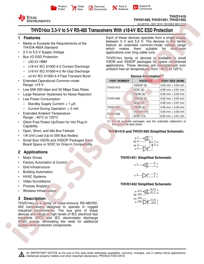 THVD14xx Datasheet