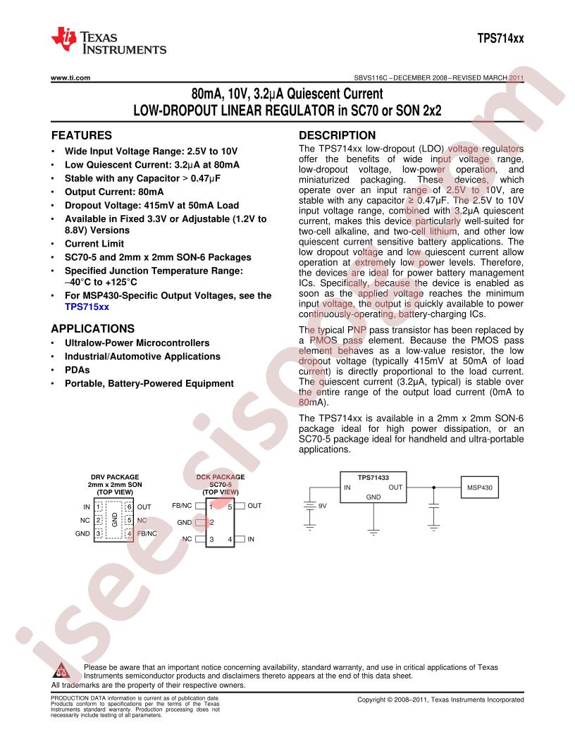 TPS714xx Datasheet