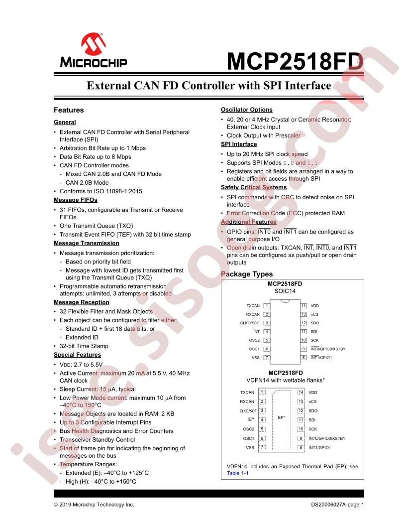 MCP2518FD Datasheet