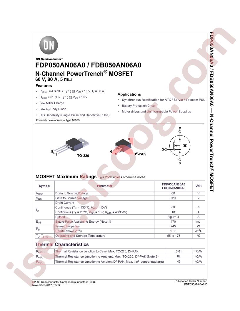 FDB050AN06A0, FDP050AN06A0