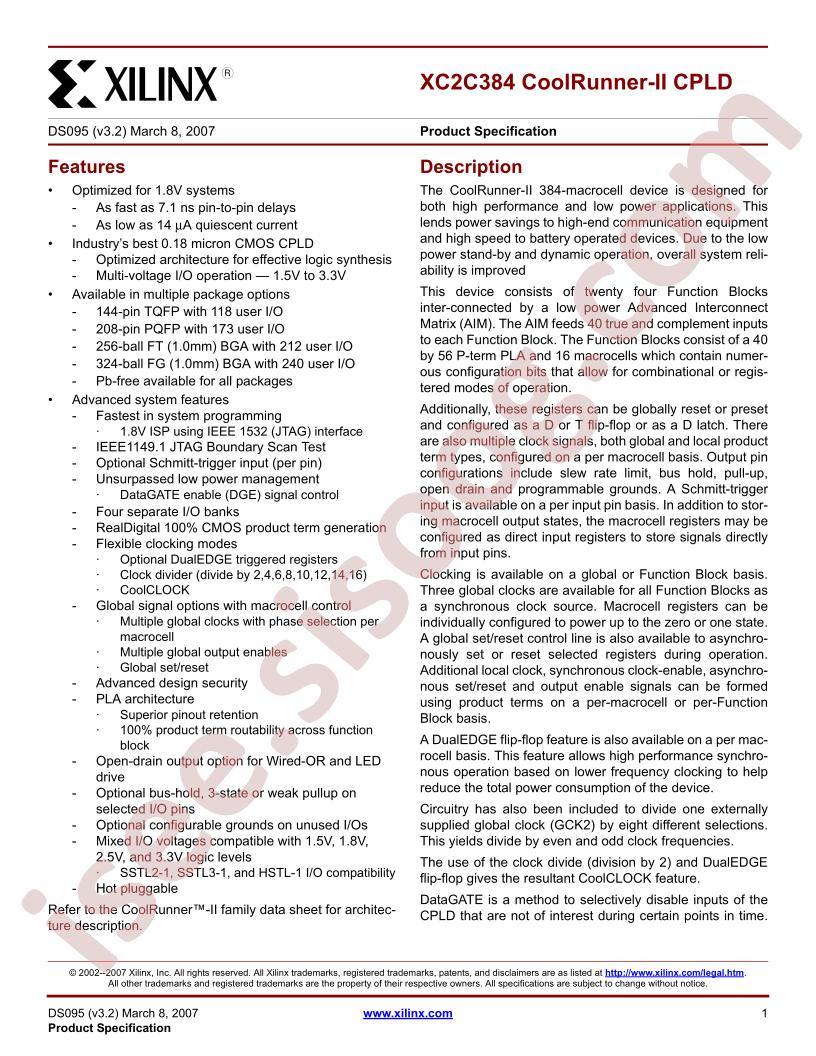 XC2C384 Datasheet