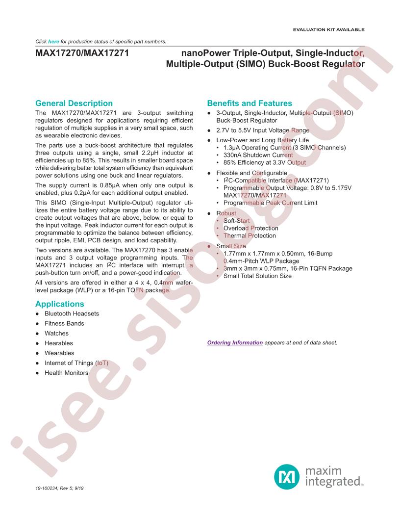 MAX17270-73 Datasheet