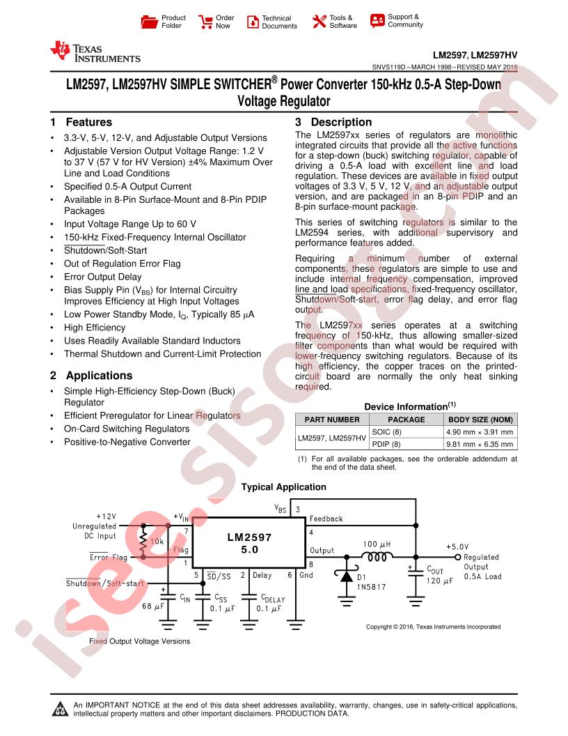 LM2597, LM2597HV Datasheet