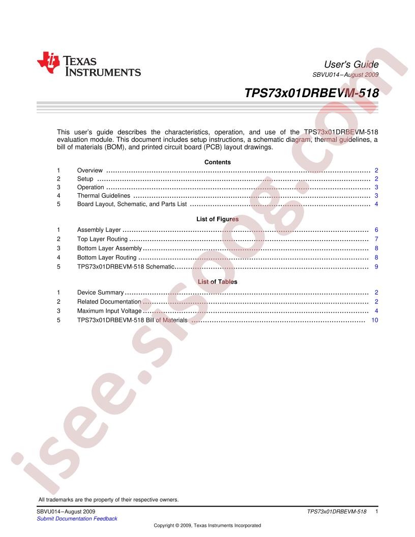 TPS73x01DRBEVM-518 User Guide