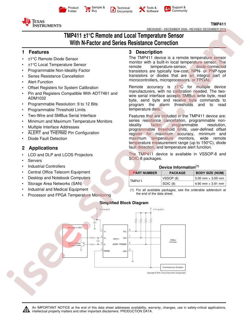 TMP411 Datasheet