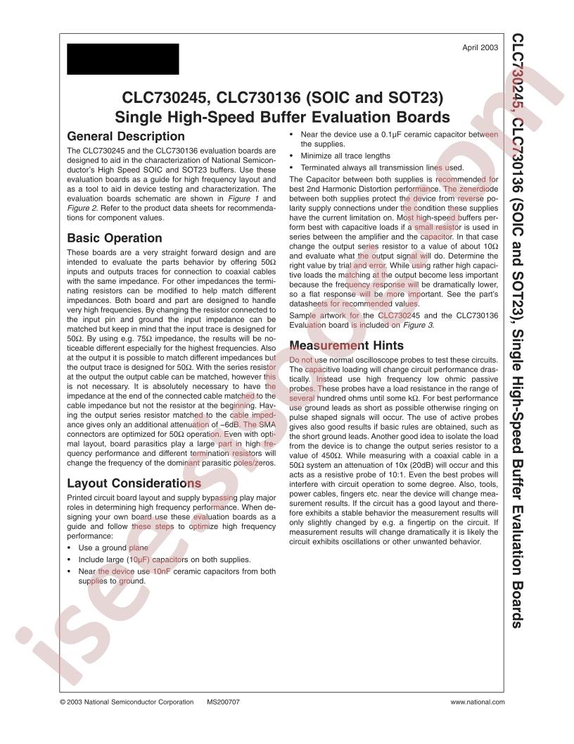 CLC730245, CLC730136 Eval Brds