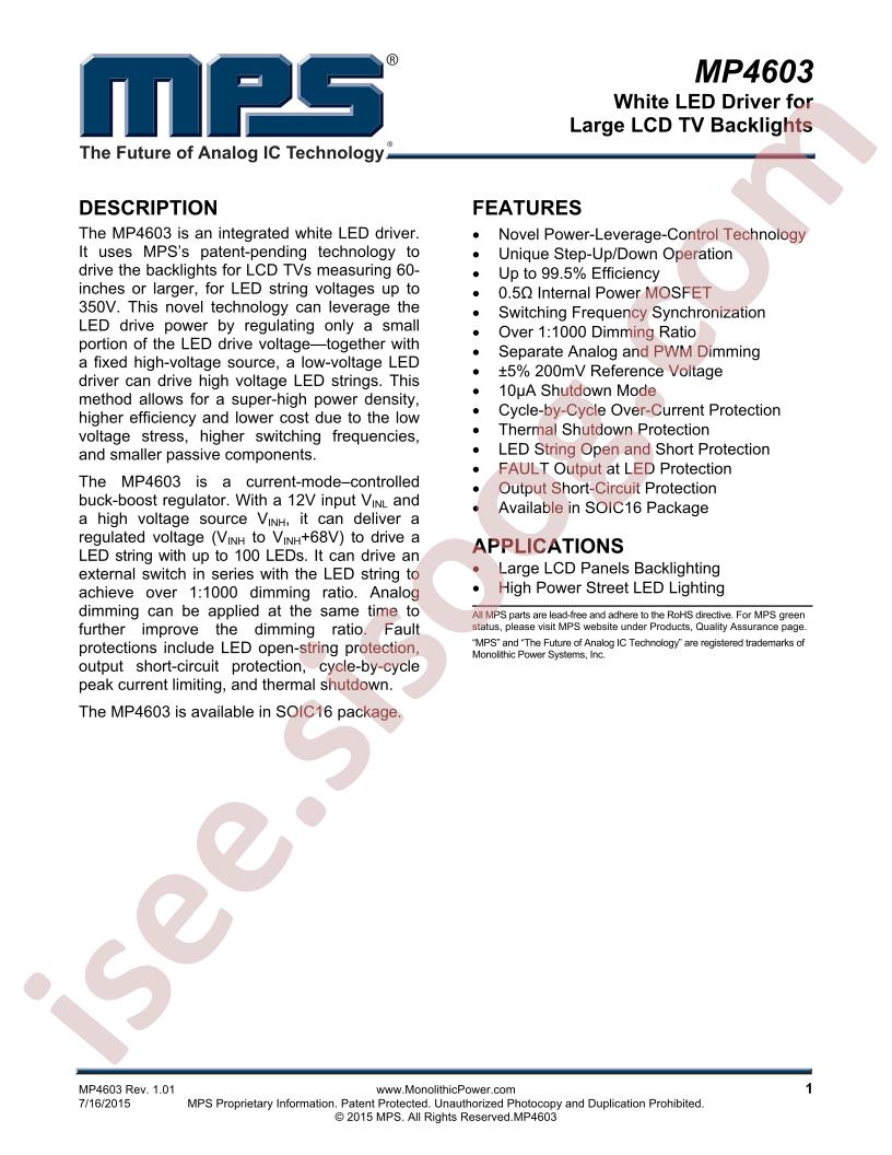 MP4603 Datasheet
