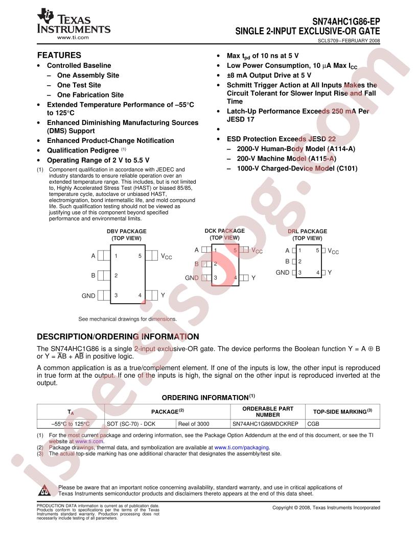 SN74AHC1G86-EP