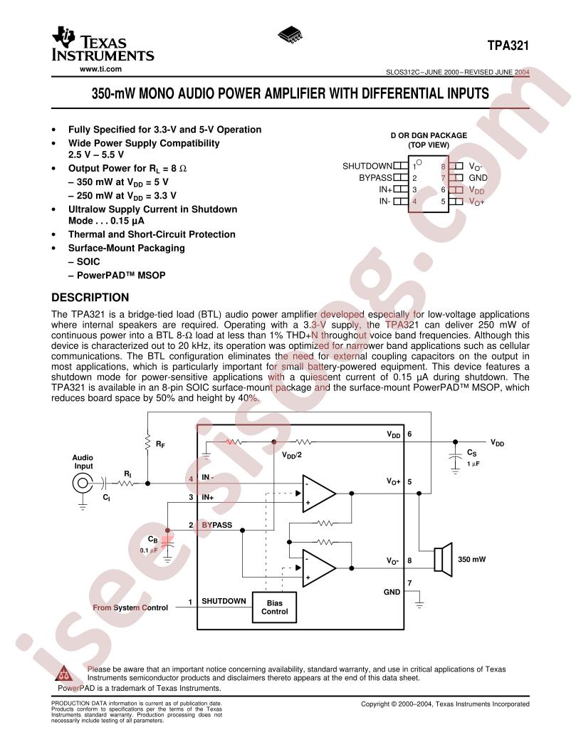 TPA321 Datasheet