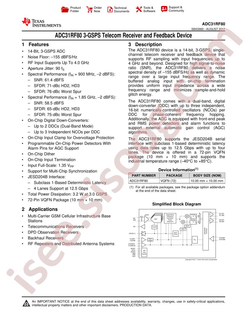 ADC31RF80 Datasheet