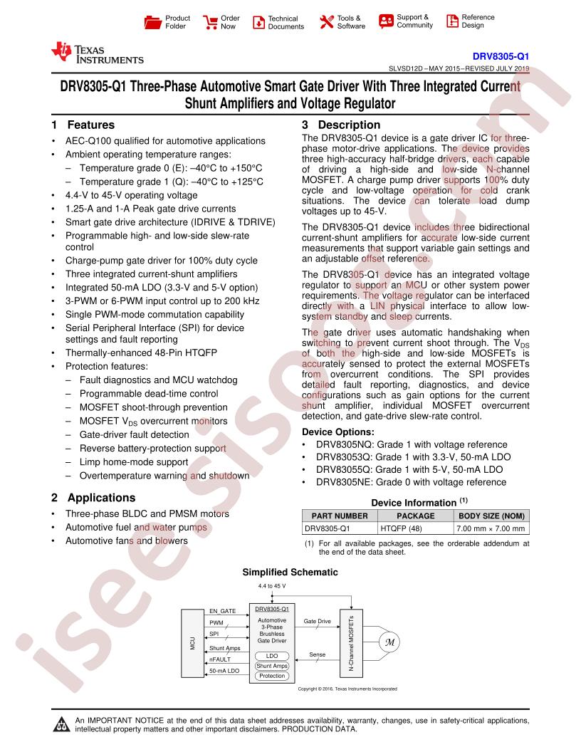 DRV8305-Q1 Datasheet