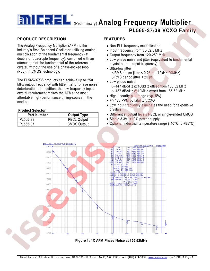 PL565-37,38 VCXO Family Preliminary~