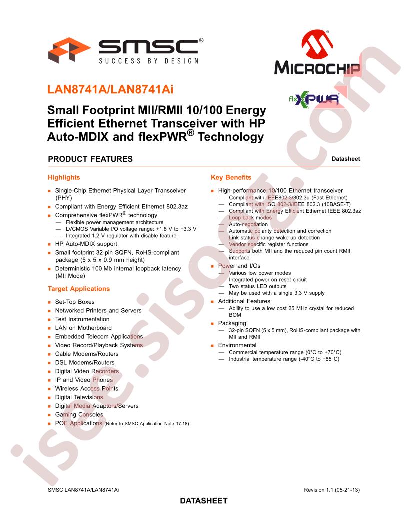 LAN8741A(i) Datasheet