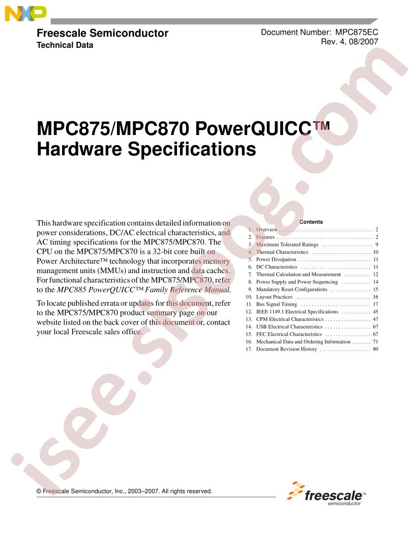 MPC875,870 Hardware Spec