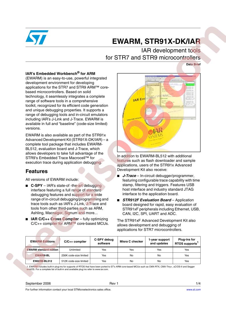 EWARM, STR91X-DK/IAR Brief