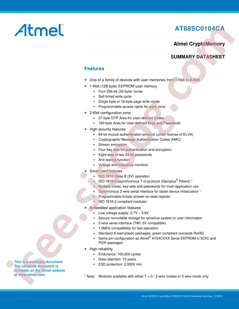 AT88SC0104CA Summary