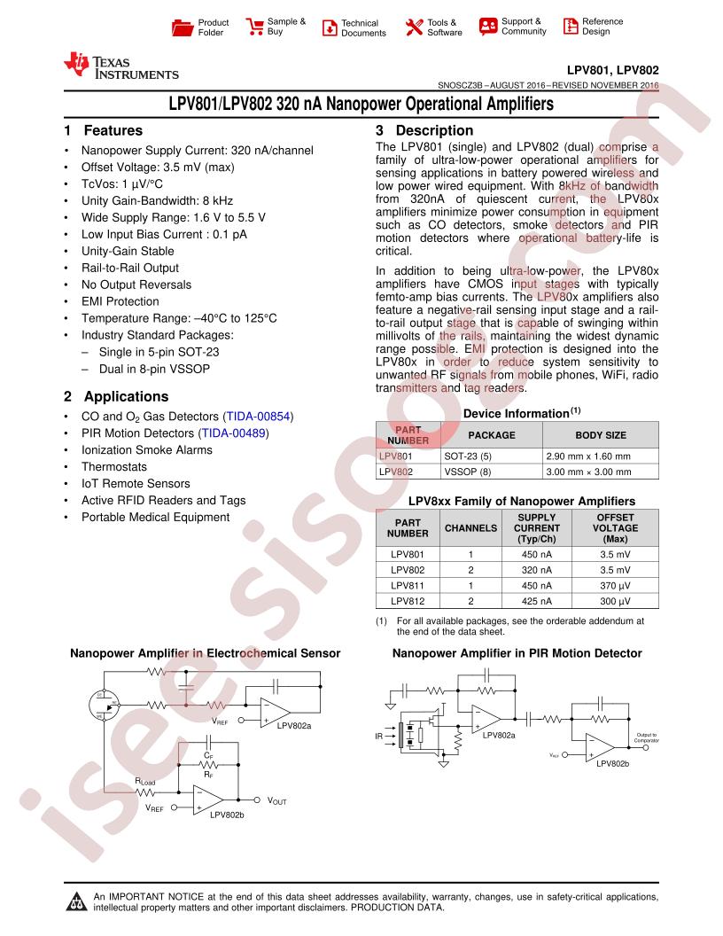 LPV801, LPV802 Datasheet