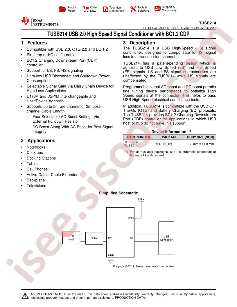 TUSB214 Datasheet
