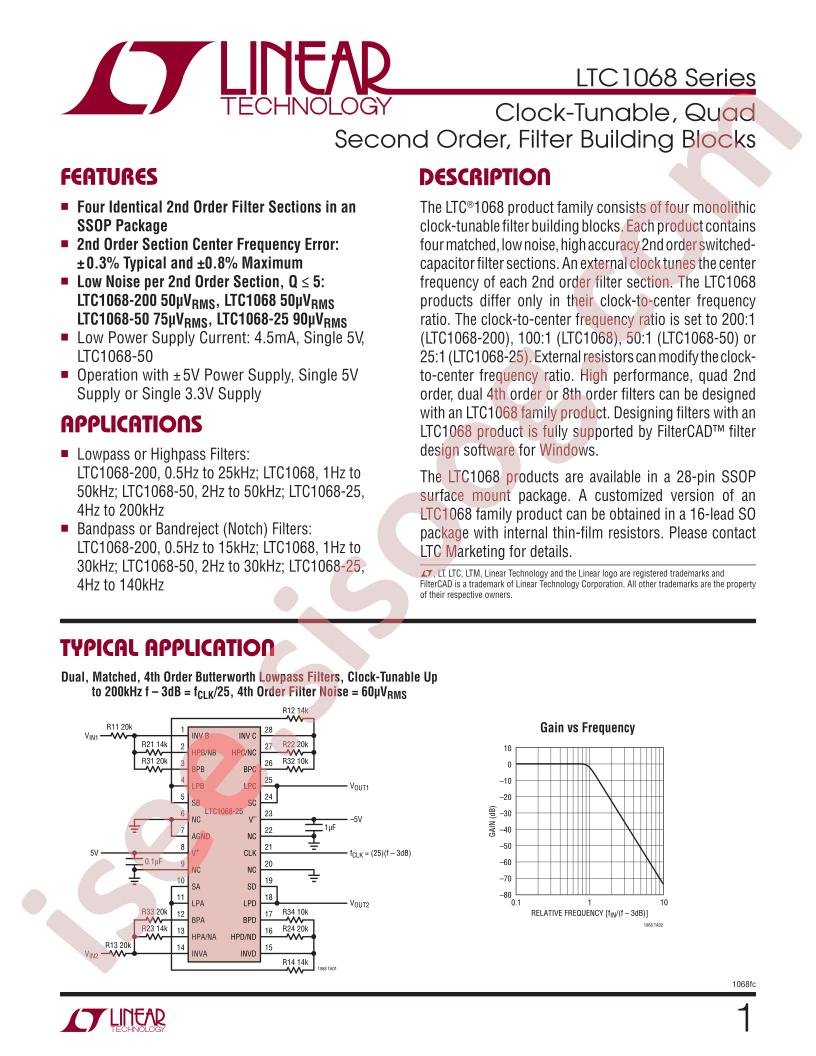 LTC1068 Series Datasheet