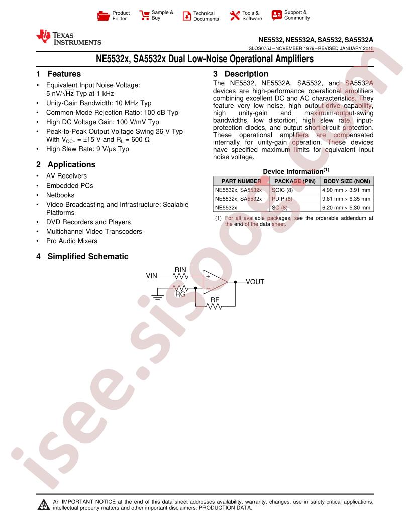 NE5532(A), SA5532(A) Datasheet