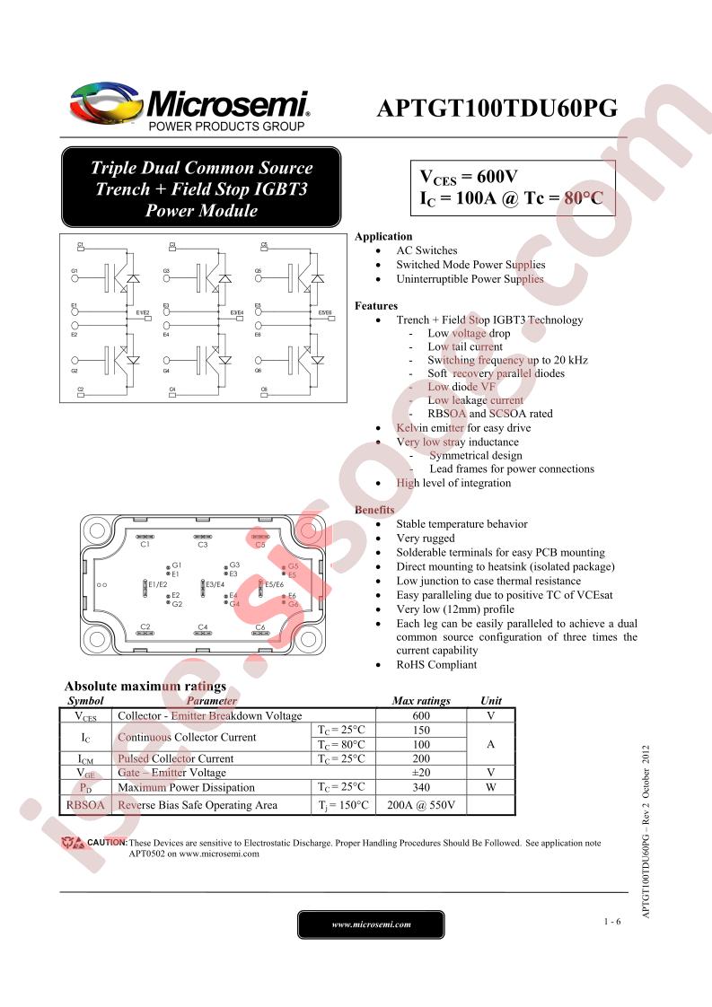 APTGT100TDU60PG