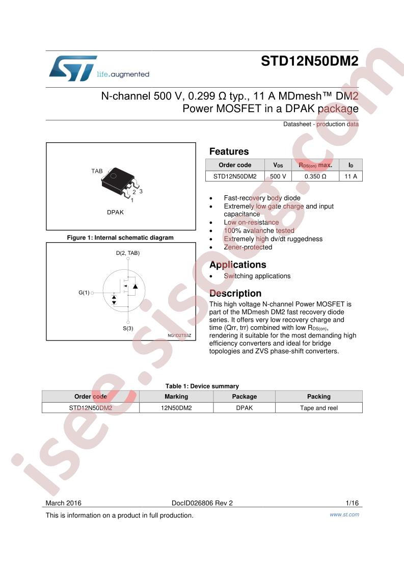 STD12N50DM2