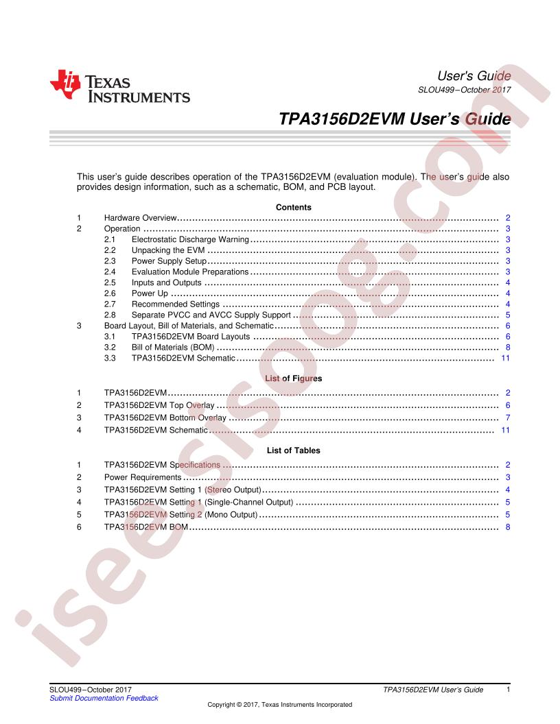 TPA3156D2EVM User's Guide