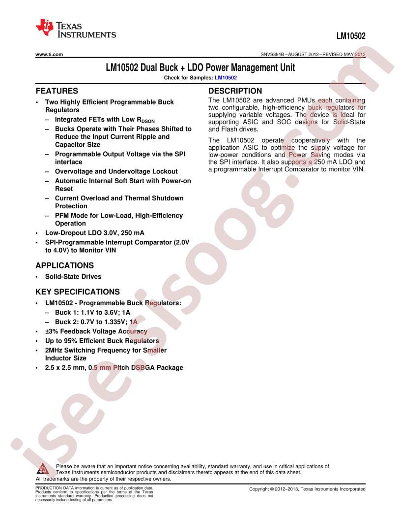 LM10502TLx/NOPB