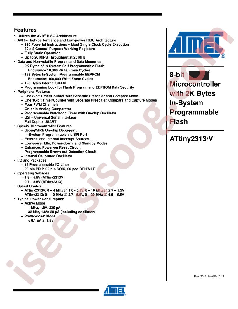 ATtiny2313(V) Datasheet Complete