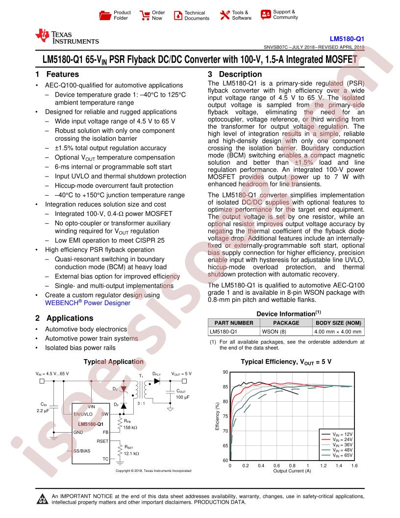 LM5180-Q1 Datasheet
