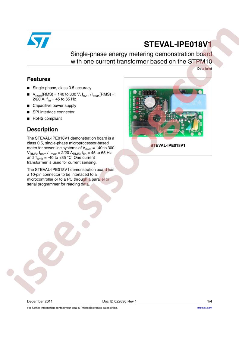 STEVAL-IPE018V1 Brief