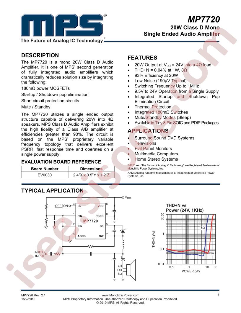 MP7720 Datasheet