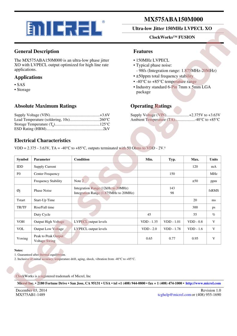 MX575ABA150M000 Datasheet