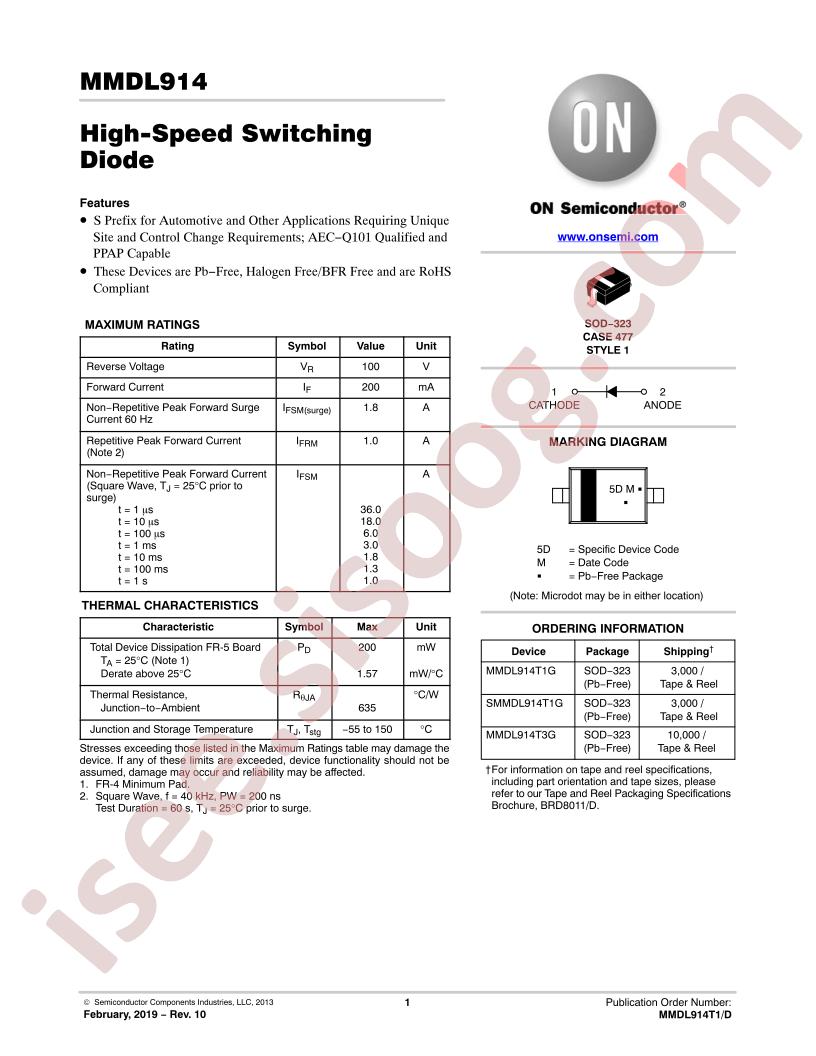 MMDL914T1G/3G, SMMDL914T1G